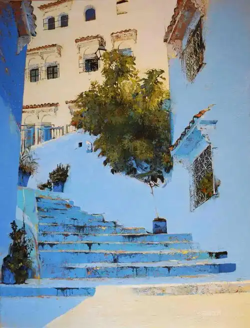  magipuig蓝色系风景油画,极具美感