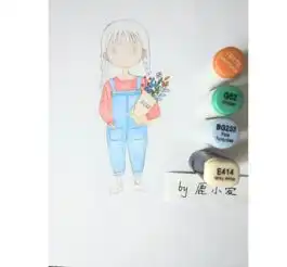  零基础学q版03画一个背裤带的呆萌少女