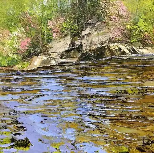  刮刀下的油画肌理风景,灵动令人折服︱林恩博格斯绘画作品