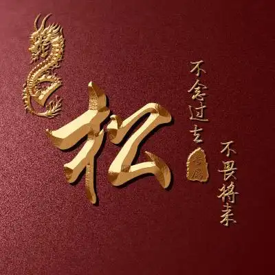  金字姓氏微信头像,暗红背景龙为主题