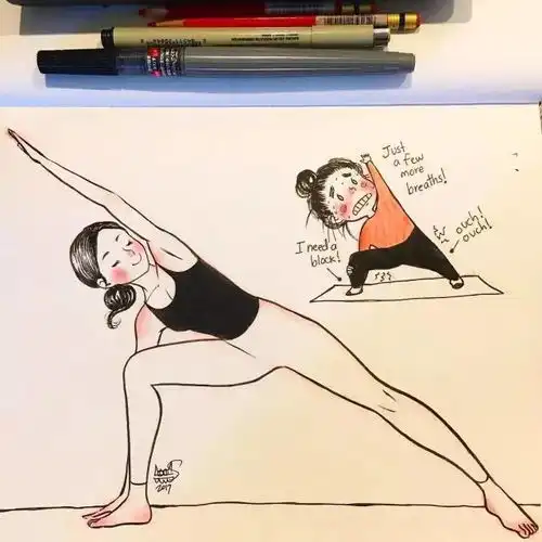  把瑜伽的动作画成漫画,各种姿势大长腿性感又萌萌哒
