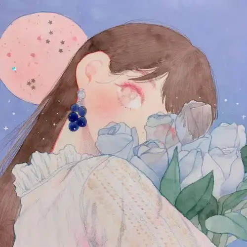  彩铅人物彩铅萝莉人物插画,动漫人物插画手绘稿