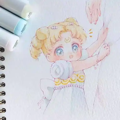  马克笔手绘一组超级萌的手绘,小女生的画风太萌啦
