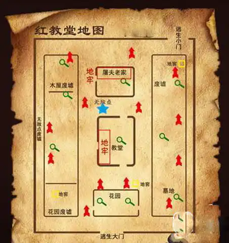 第五人格游戏红教堂地形图,无敌点溜鬼详解,手把手教你疯狂溜监管者
