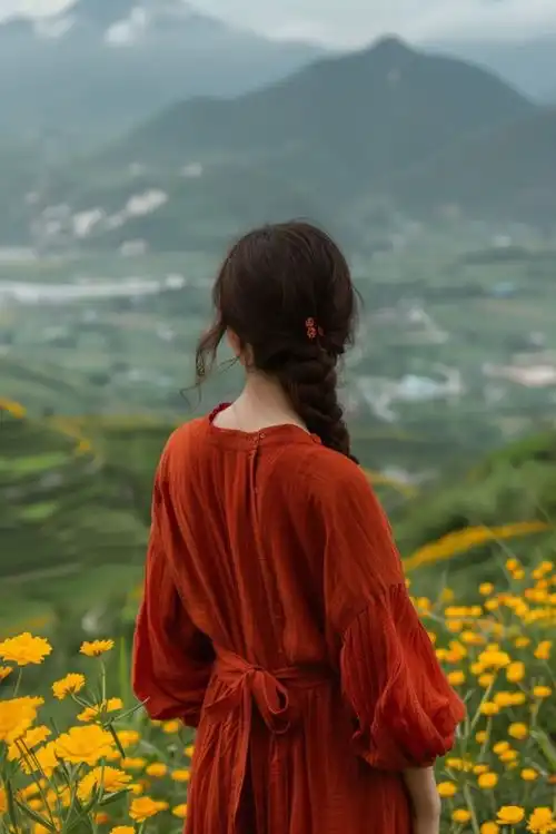  自然风景阳光女孩背影摄影图下载至来源处