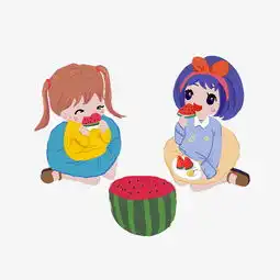  吃西瓜的小女孩儿免扣素材图片素材其他格式下载动漫人物大全