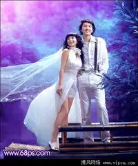  photosho调出河景婚片梦幻的蓝紫色