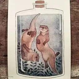  手绘annabjordal手绘水彩卡片