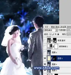  photoshop调出树林婚片梦幻的纯蓝色