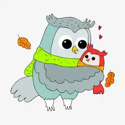  秋天温馨猫头鹰母子图片素材其他格式下载动漫人物大全