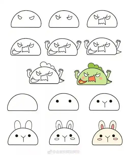  一个半圆居然能画成18种可爱小动物赶紧收藏教孩子画