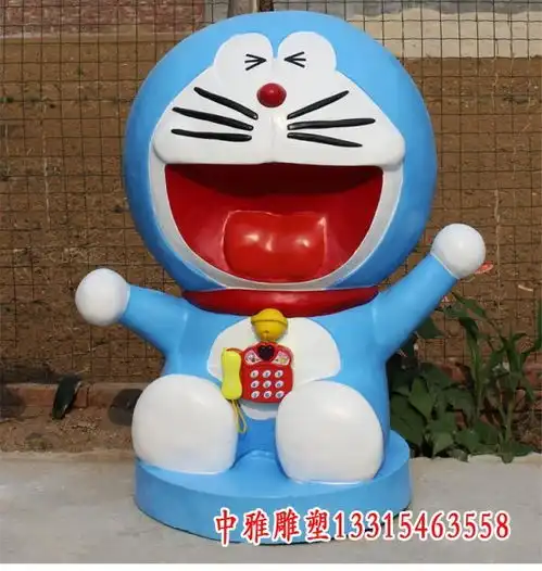  玻璃钢卡通机器猫雕塑遂宁树脂雕塑机器猫厂中雅雕塑