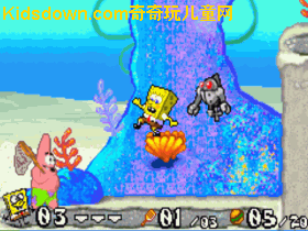  26322in1spongebobsquarepantsbattleforbikinibottomnicktoonsfreezeframefrenzy海绵方块鲍勃2合1英,一款关于可爱海绵宝宝海底收集蟹堡王和铲子的