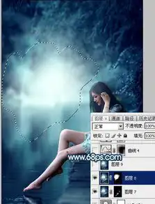 怎么样在ps中调出梦幻唯美的暗调青蓝色河边人物图片2