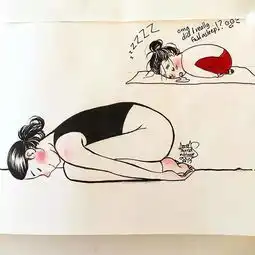  一个萌萌哒的妹子把瑜伽的动作画成漫画