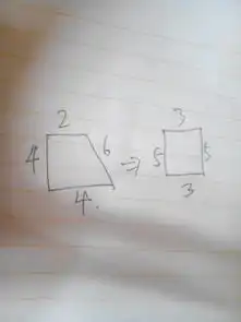 现在知道一个不规则梯形的四条边长角度未知,要求面积,可不可以把梯形转换成长方形再求,或者用别的
