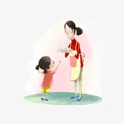  小女孩和母亲手绘插画图片素材其他格式下载动漫人物大全