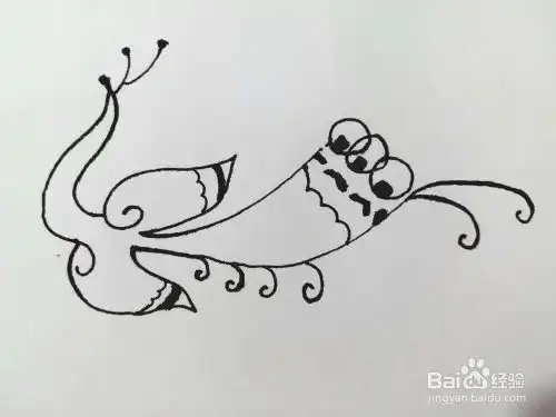  孔雀的简笔画法一