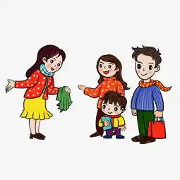  手绘送孩子上学的一家人图片素材其他格式下载动漫人物大全