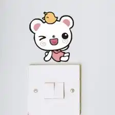  墙贴纸粉色小熊开关贴墙纸贴墙贴画贴花卡通可爱墙壁贴纸