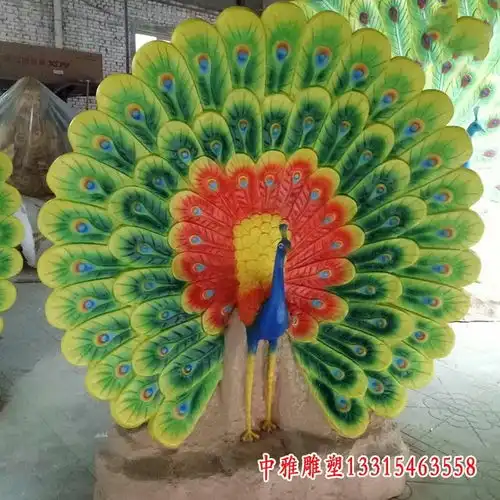  玻璃钢仿真孔雀雕塑台州玻璃钢孔雀雕塑图片