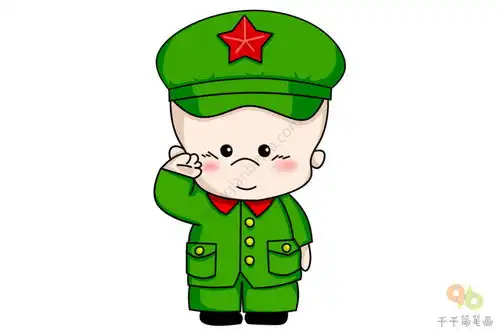  小军人男孩简笔画