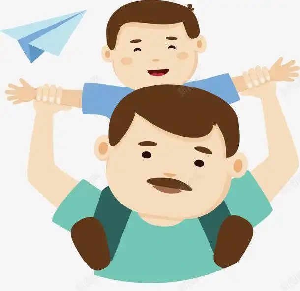  开心的父子俩平面电商创意素材脖子素材