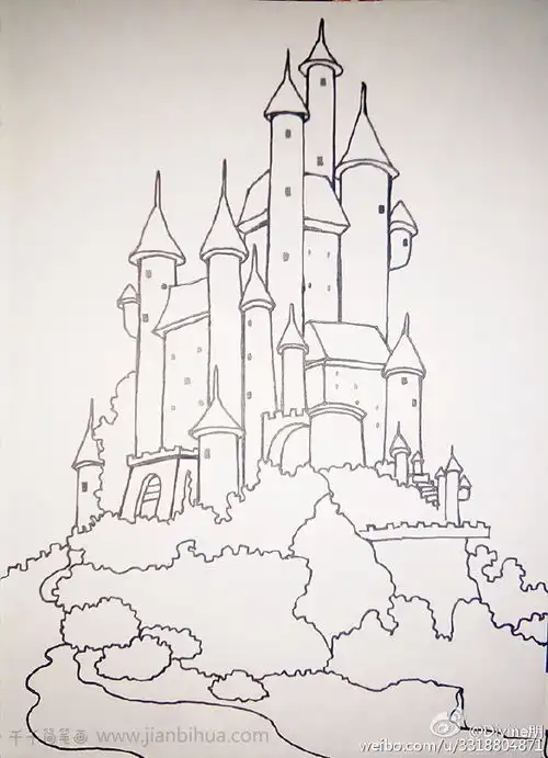  城堡简笔画步骤图城堡简笔画