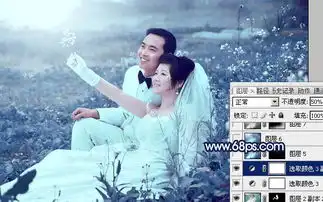  ps调色打造青色梦幻外景婚纱照片处理教程