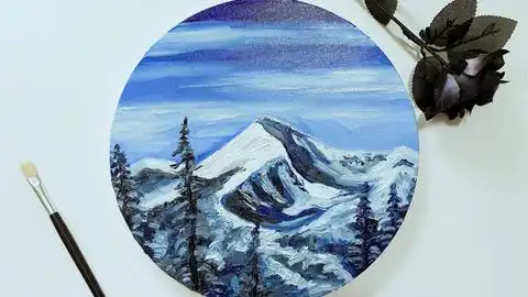  在家里画画为武汉加油油画风景教程超简单的雪山风景绘画过程视频武汉加油孙烂漫