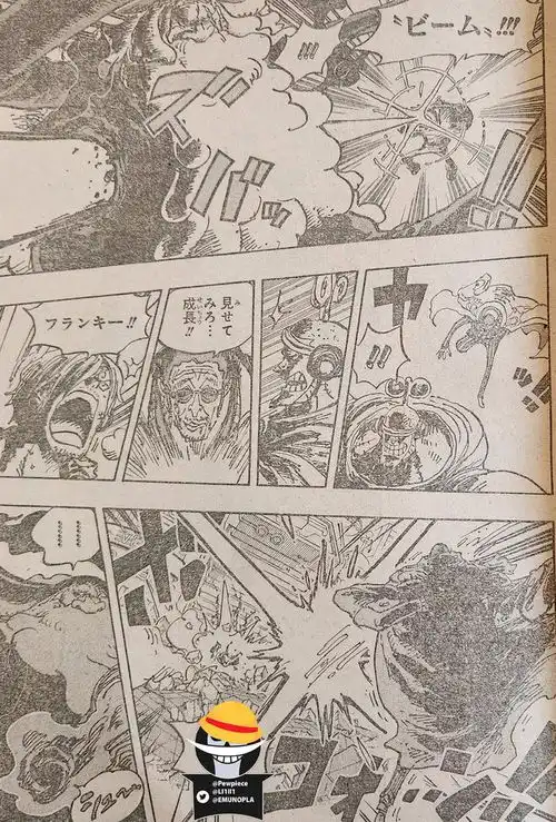  海贼王1104话漫画图炸裂,弗兰奇射穿土星身体,黄猿叛变海军