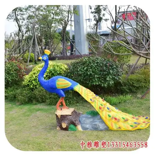  玻璃钢仿铜抽象孔雀动物雕塑吉林玻璃钢孔雀动物雕塑图片