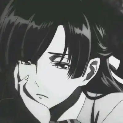  动漫,丧,黑白系女头,愿喜