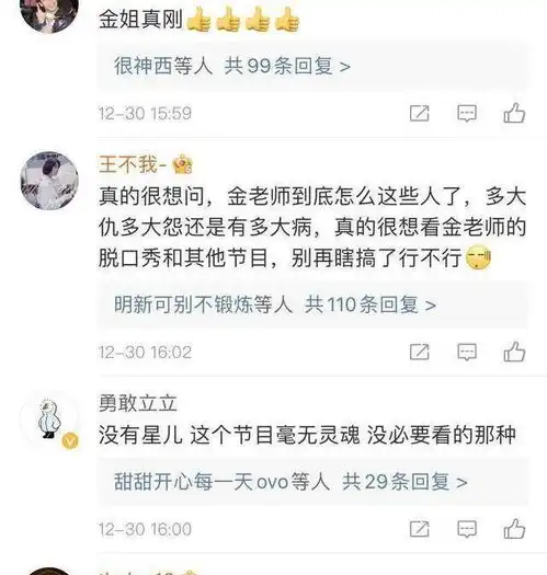  彻底发飙了金星连发三条微博怒斥江苏卫视,网友留言纷纷力挺她