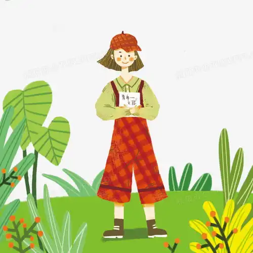  五四青年节抱书的女青年插画风png图片素材免费下载psd格式20002000像素熊猫办公