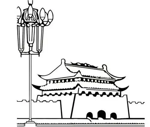  儿童手绘北京天安门简笔画图片素描铅笔