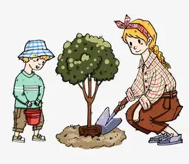  手绘母子种树插画图片素材其他格式下载动漫人物大全