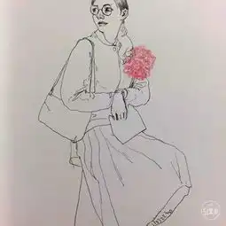  迷人的速写,极简的线条中添一抹颜色,