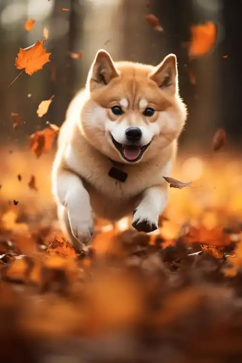  柴犬秋景中的动物摄影图片摄影