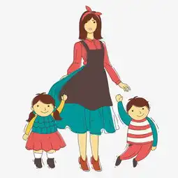  牵着孩子们手的妈妈矢量素材图片素材其他格式下载动漫人物大全