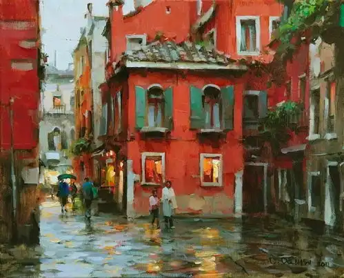  乌克兰艺术家dmitridanish城市风景油画欣赏