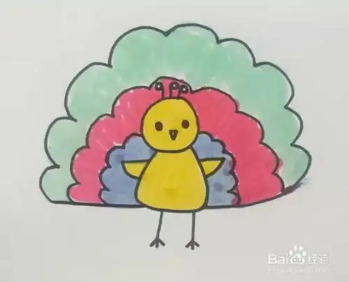 简笔画的孔雀的简单画法