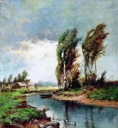  寂静粗旷的俄罗斯风景油画