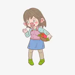  猪年卡通手绘菜篮子猪女孩图片素材其他格式下载动漫人物大全