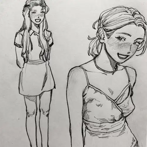  速写女孩,也太好看了吧,抱走当头像