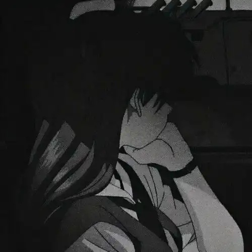  伤感动漫女头︱丧系黑白动漫女生头像